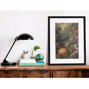 Antiek Naturalistisch Papegaaienparadijs Kunst Foto Afdruk