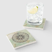 Antiek Nautical Compass & Map Marble Onderzetter (Zijkant)