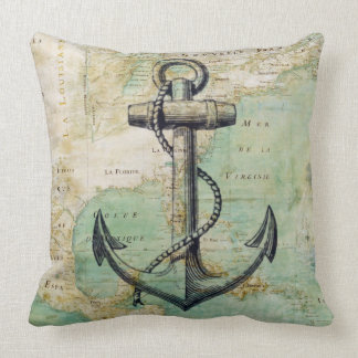 Antiek Nautical Map & Anchor Pillow Kussen