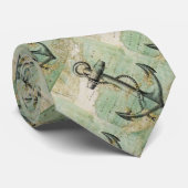 Antiek Nautical Map & Anchor Stropdas (Opgerold)
