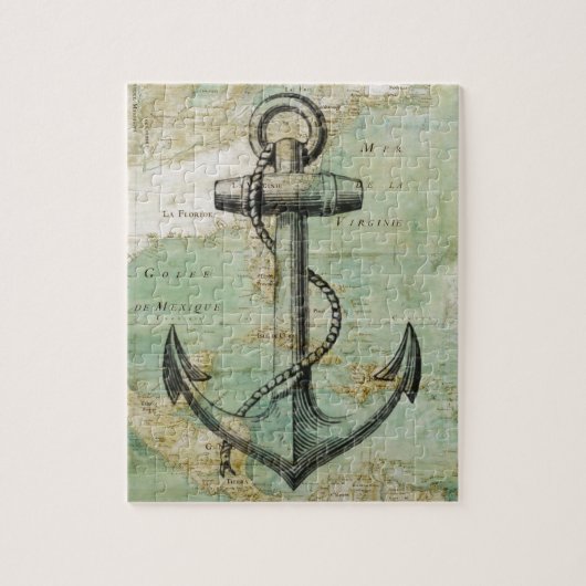 Antiek Nautical Map met Anchor Legpuzzel (Verticaal)