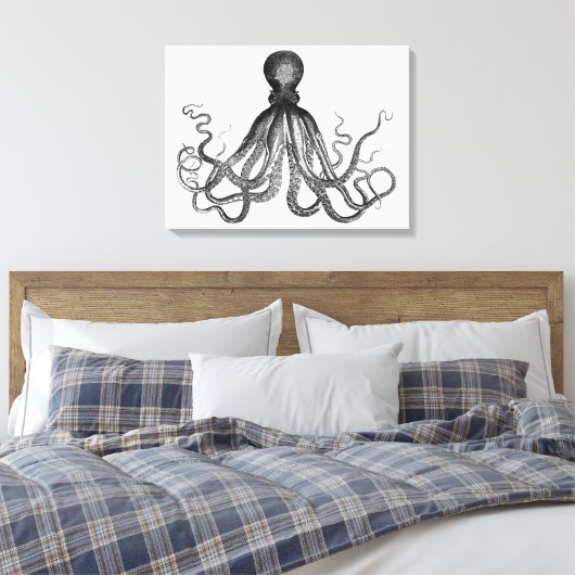 Antiek Nautical Steampunk Octopus  Kraken Canvas Afdruk (Insitu (Slaapkamer))
