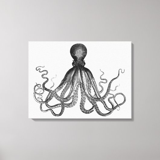 Antiek Nautical Steampunk Octopus  Kraken Canvas Afdruk (Voorkant)