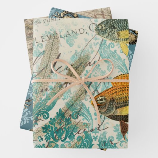 Antiek  Nautisch Inpakpapier Vel (In situ)