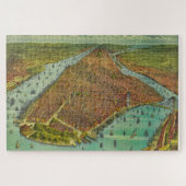 Antiek New York City Bird's Eye Uitzicht Map Legpuzzel (Horizontaal)
