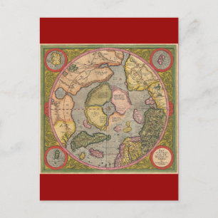 Antiek Noordpoolkaart Briefkaart