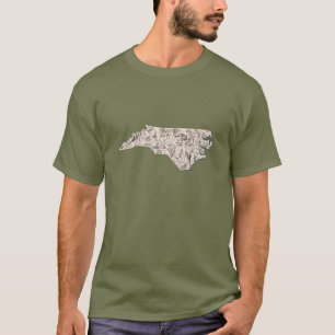 Antiek North Carolina - kaart van het Afbeelding T-shirt