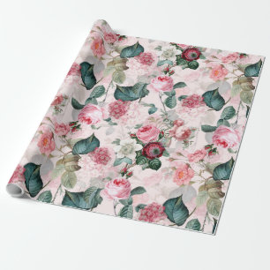 Antiek nostalgische Rozen van Redouté Patroonroze Cadeaupapier