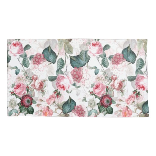 Antiek nostalgische Rozen van Redouté Patroonroze Kussensloop (Achterkant)