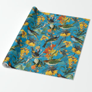 Antiek nostalgische Waterverf vogels en bloemen Cadeaupapier