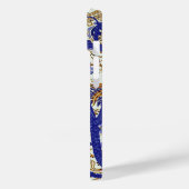 Antiek octopus op Blauwe Gouden Bloemen Case-Mate iPhone Case (Achterkant / Links)