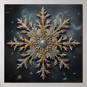 antiek olieverfschilderij van een sneeuwvlok poster