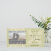 Antiek olijfbloem bruiloft fotokaart save the date (Staand voorkant)