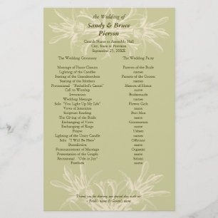 Antiek Olive Floral Wedding Programme Briefpapier