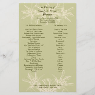 Antiek Olive Floral Wedding Programme Briefpapier