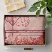 Antiek  ontleedkaart Faux Canvas afdrukken Tissuepapier (Geschenk)