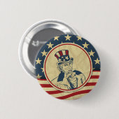 antiek oom sam ronde button 5,7 cm (Voorkant /achterkant)