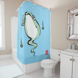 Antiek Oorsprong Verhaal Grumpy Frog Japanese Toad Douchegordijn
