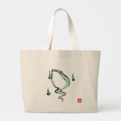 Antiek Oorsprong Verhaal Grumpy Frog Japanese Toad Grote Tote Bag (Achterkant)