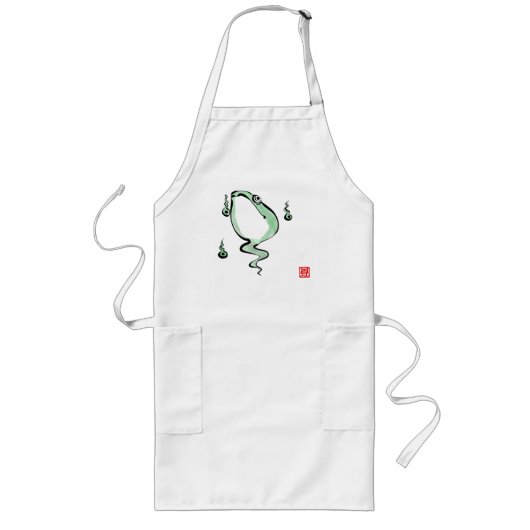 Antiek Oorsprong Verhaal Grumpy Frog Japanese Toad Lang Schort (Voorkant)