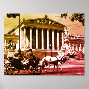 Antiek Oostenrijk Wenen parlement Poster