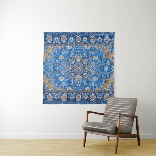Antiek oosters blauw Turks Perzisch tapijt Wandkleed (In Situ (horizontaal))