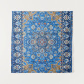 Antiek oosters blauw Turks Perzisch tapijt Wandkleed (Voorkant)