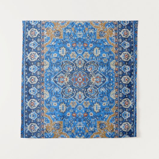 Antiek oosters blauw Turks Perzisch tapijt Wandkleed (Voorkant)