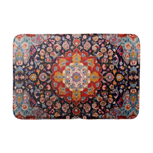 Antiek  Oosters Goud Rood Perzisch tapijt Badmat (Voorkant)