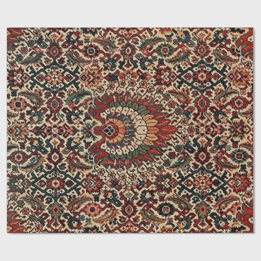 Antiek-oosterse Perzische tapijtschelp Cadeaupapier (Vlak)