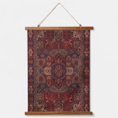 Antiek oosterse scharlaken rood perzisch tabriz ta hangend wandkleed (Voorkant)