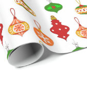 Antiek Ornament Patroon in Rood, Groen en Wit Cadeaupapier (Rol Hoek)