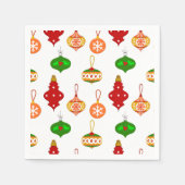 Antiek Ornament Patroon in Rood, Groen en Wit Servet (Voorkant)