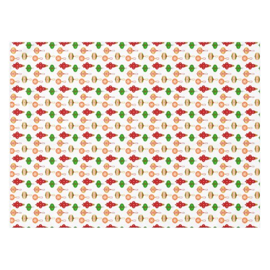 Antiek Ornament Patroon in Rood, Groen en Wit Tafelkleed (Voorkant (Horizontaal))