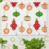 Antiek Ornament Patroon in Rood, Groen en Wit Theedoek (Gevouwen)