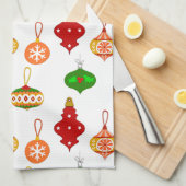 Antiek Ornament Patroon in Rood, Groen en Wit Theedoek (Quarter Fold)