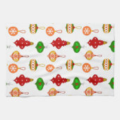 Antiek Ornament Patroon in Rood, Groen en Wit Theedoek (Horizontaal)