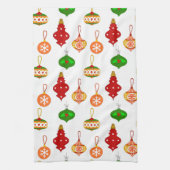 Antiek Ornament Patroon in Rood, Groen en Wit Theedoek (Verticaal)