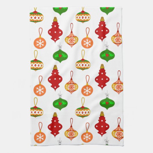 Antiek Ornament Patroon in Rood, Groen en Wit Theedoek (Verticaal)