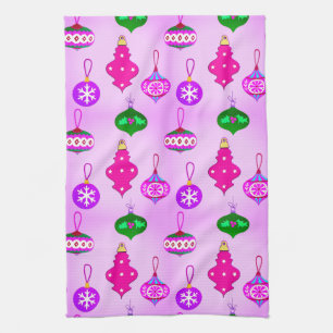 Antiek Ornament Patroon in Roze, Blauwgroen en Orc Theedoek