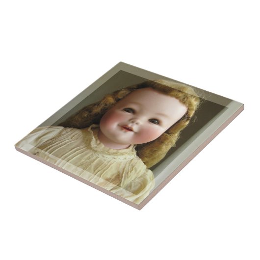 Antiek Orsini Doll Ceramic Tile of Trivet Tegeltje (Zijkant)