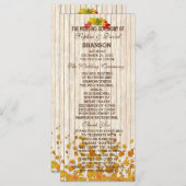 Antiek Oud Houten Herfst Bruiloftsprogramma Op Maa Programma (Voorkant / Achterkant)