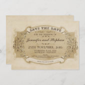 antiek Oud Sla de datumkaart op Save The Date (Voorkant / Achterkant)