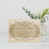 antiek Oud Sla de datumkaart op Save The Date (Staand voorkant)