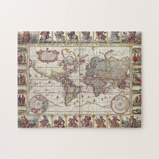 Antiek oud Wereldkaart ontwerp Legpuzzel (Horizontaal)