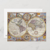 Antiek oude algemene kaart van de wereld (Voorkant / Achterkant)