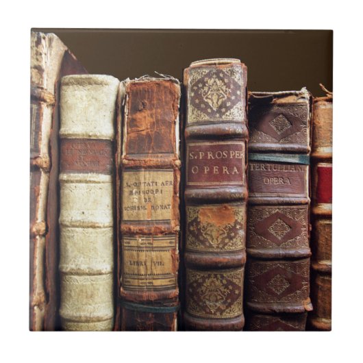 Antiek Oude Boeken  Tomes Gift Tegeltje (Voorkant)