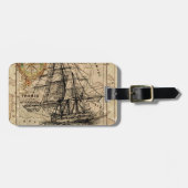 Antiek Oude Generaal Frankrijk Kaart & Schip Bagagelabel (Voorkant horizontaal)