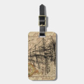 Antiek Oude Generaal Frankrijk Kaart & Schip Bagagelabel (Voorkant verticaal)