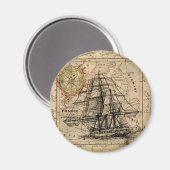 Antiek Oude Generaal Frankrijk Kaart & Schip Magneet (Voorkant / Achterkant)